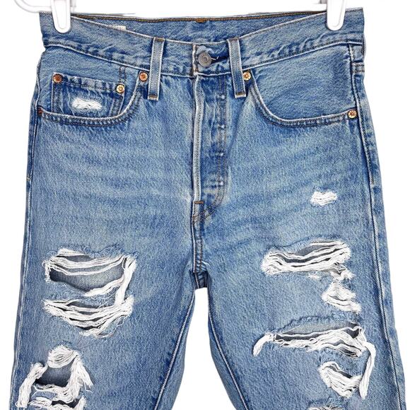 Levi's High Rise Ripped Blue Jeans - Picture 2 of 15